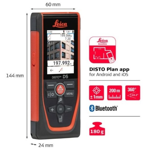 Dalmierz laserowy Leica DISTO D5 – zestaw (statyw + adapter)